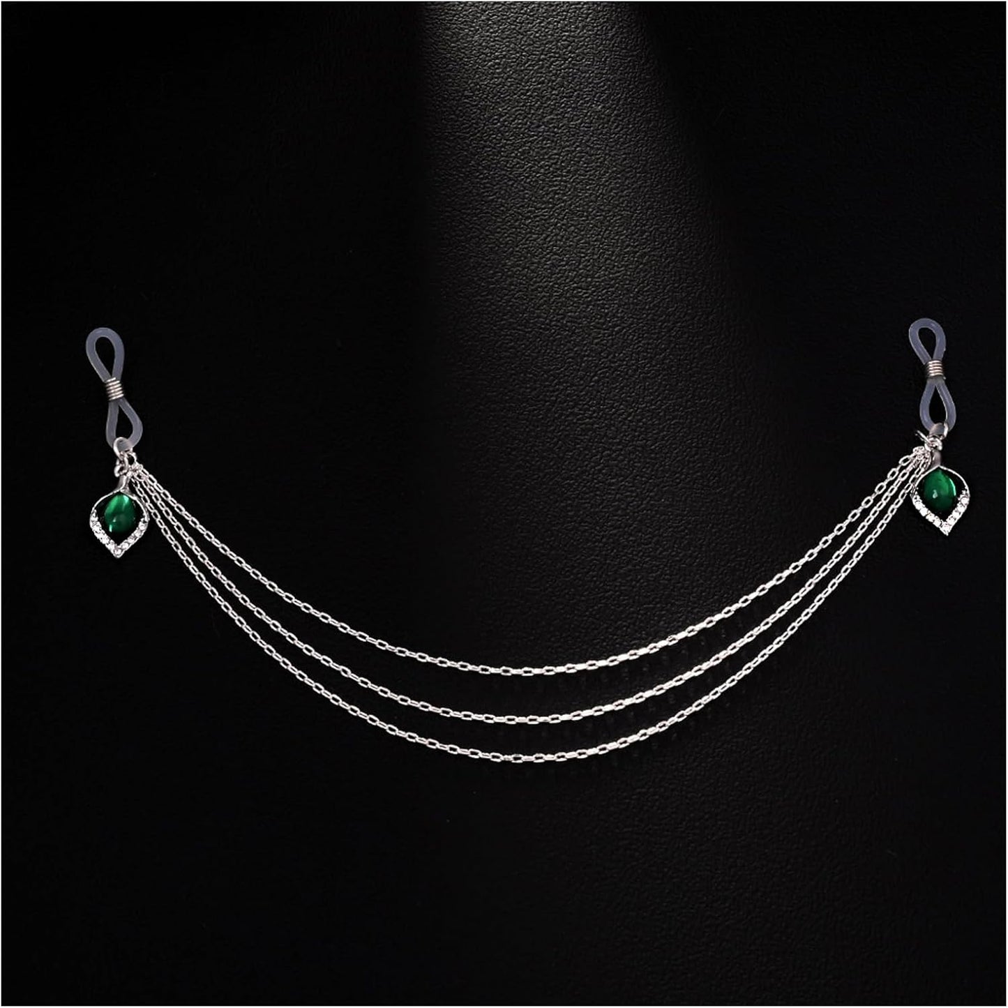 Sexy Green Crystal Pendant Non Piercing Nipple Chain Jewelry for Women Layered Drop Chest Chain Jewelry Festival Rave Nipple Accessories Jewelry