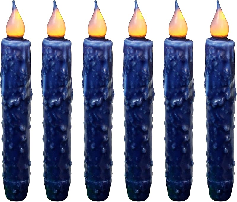 CVHOMEDECO. Real Wax Hand Dipped Battery Operated LED Timer Taper Candles Country Primitive Flameless Lights Décor, 6-3/4 Inch, Matt Black, 3 PCS in a Package