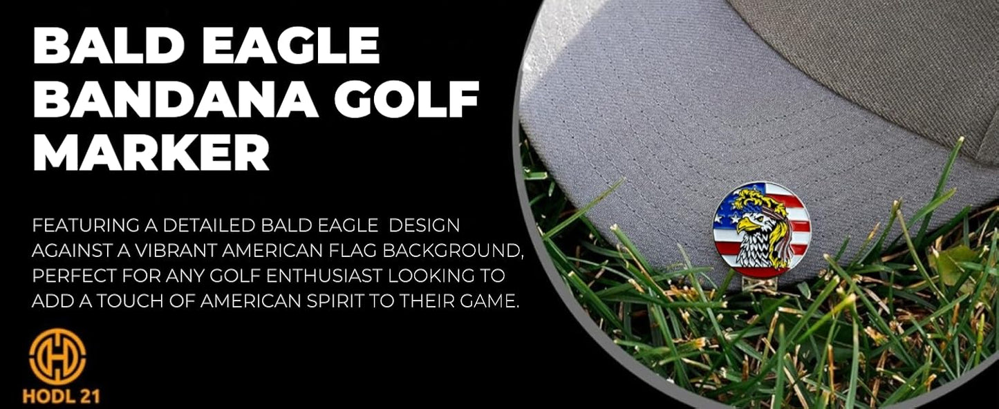 Bald Eagle Bandana Golf Ball Marker and Hat Clip - American Flag Bald Eagle Golf Ball Markers and Hat Clip - Magnetic Novelty America Golf Ball Marker Hat Clip - USA Golf Ball Markers and Hat Clip
