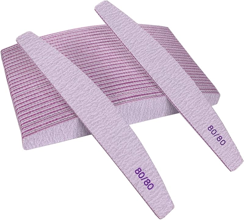 80/80 Grit Nail Files (10 Pack), Emery Boards for Acrylic Nails and Gel Nails, Coarse Nail File Double Sided 80 Grits Emory Professional Nail Filers Reusable Washable Manicure Curved Gray