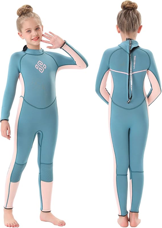 Seaskin Kids Wetsuit for Boys Girls Toddlers, 2mm Front Zipper Shorty Wetsuits, 3mm Back Zip Full Wetsuit, Neoprene Thermal Swimsuits for Diving Surfing Swim Lessons