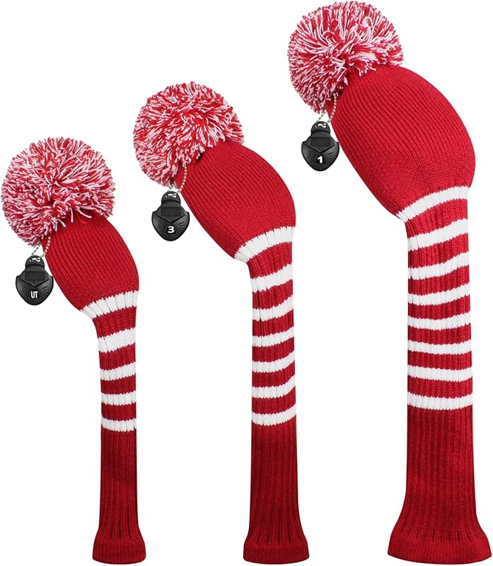 Scott Edward Golf Headcovers for Woods Set of 3 Fits Well Driver(460cc) Fairway Wood and Hybrid(UT) The Perfect Change for Golf Bag Classic Striped Style