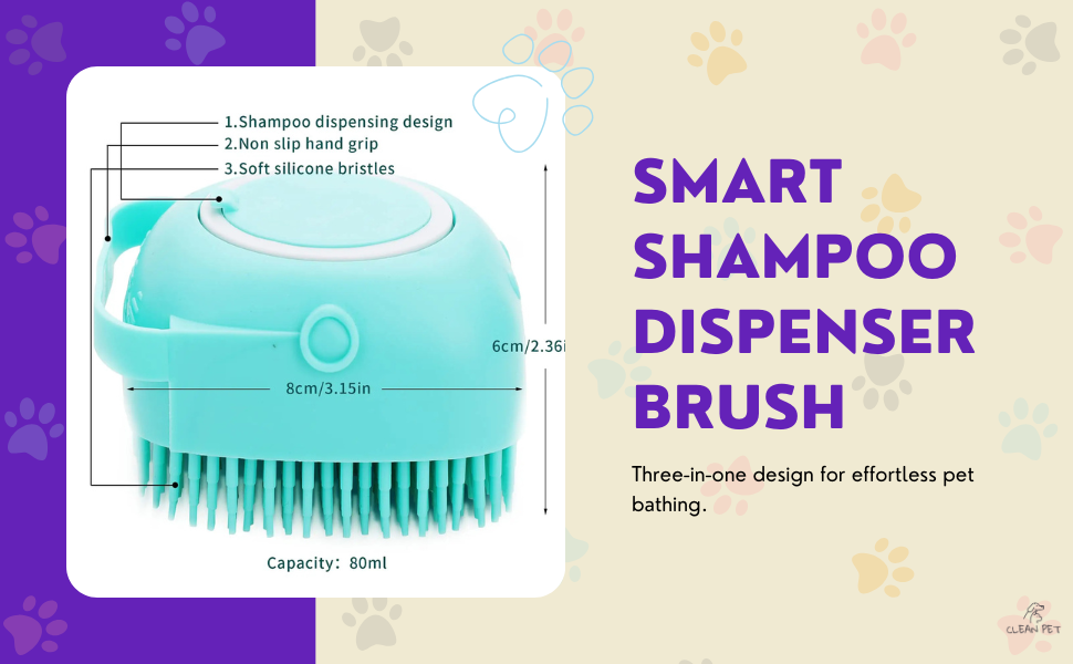 Luxury 2-in-1 Pet Spa Brush - Shampoo Dispensing Silicone Groomer for Dogs & Cats (Pink)