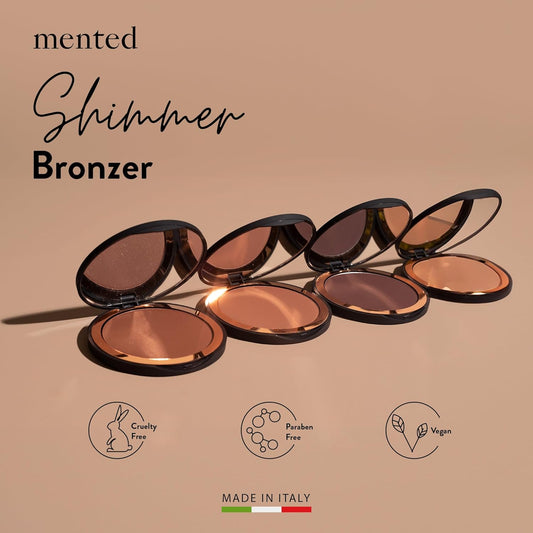 Mented Cosmetics Made in Italy, Cruelty Free Makeup, Vegan, Paraben Free, Shimmer Bronzer, Highlighter Bronzing Powder Palette for Face with Vitamin E + A, 0.35oz/10g, Beach Bum