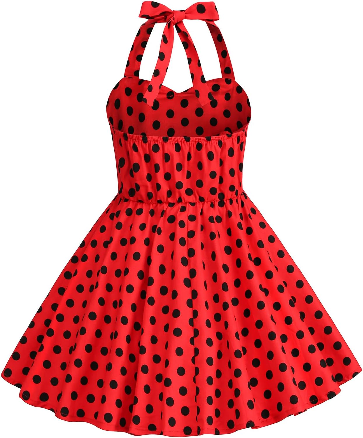 1950s Vintage Dresses for Girls Halter Dress Sleeveless Bowknot Heart Neck 4-12 Years