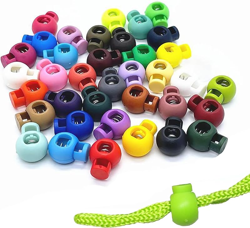 Hysagtek Plastic Cord Locks for Drawstrings Shoelaces, 100 Pcs Adjustable Round Cord Stops for Paracord, Backpacks