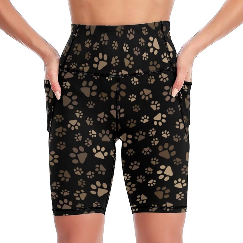 High Waist Workout Yoga Shorts for Women with Pockets Tummy Control Yoga Leggings Running Gym Biker Shorts