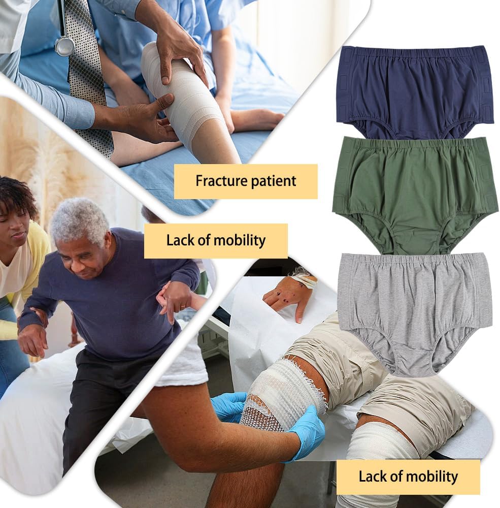 3 Pack Cotton Post Surgery Underwear for Women, Adaptive Underwear, Tear Away Underwear, Reusable Incontinence Underpants