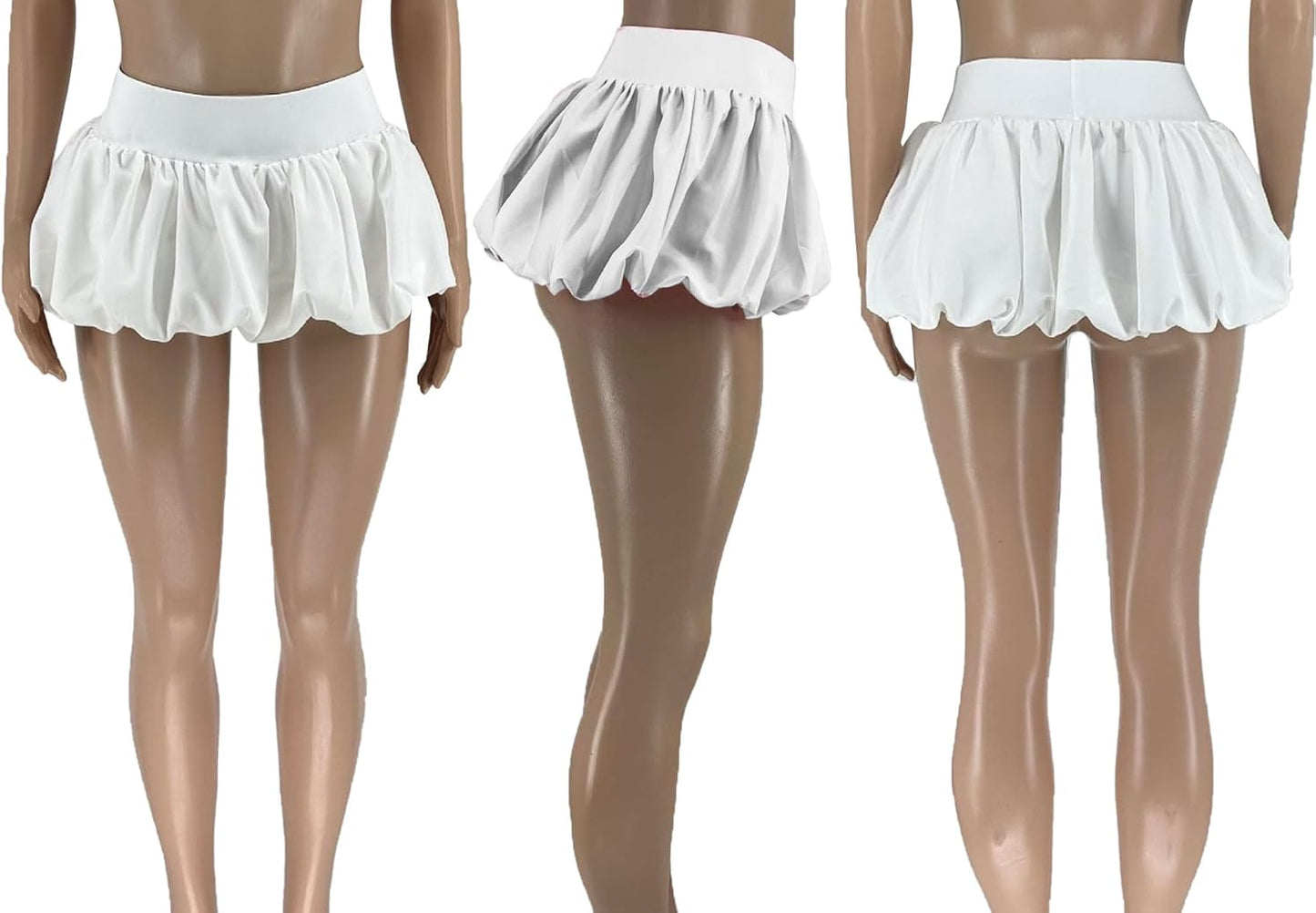 NRTHYE Women Y2K Bubble Mini Skirt Ruffle Short Skirts High Waist Puffy Flared Balloon Skirt