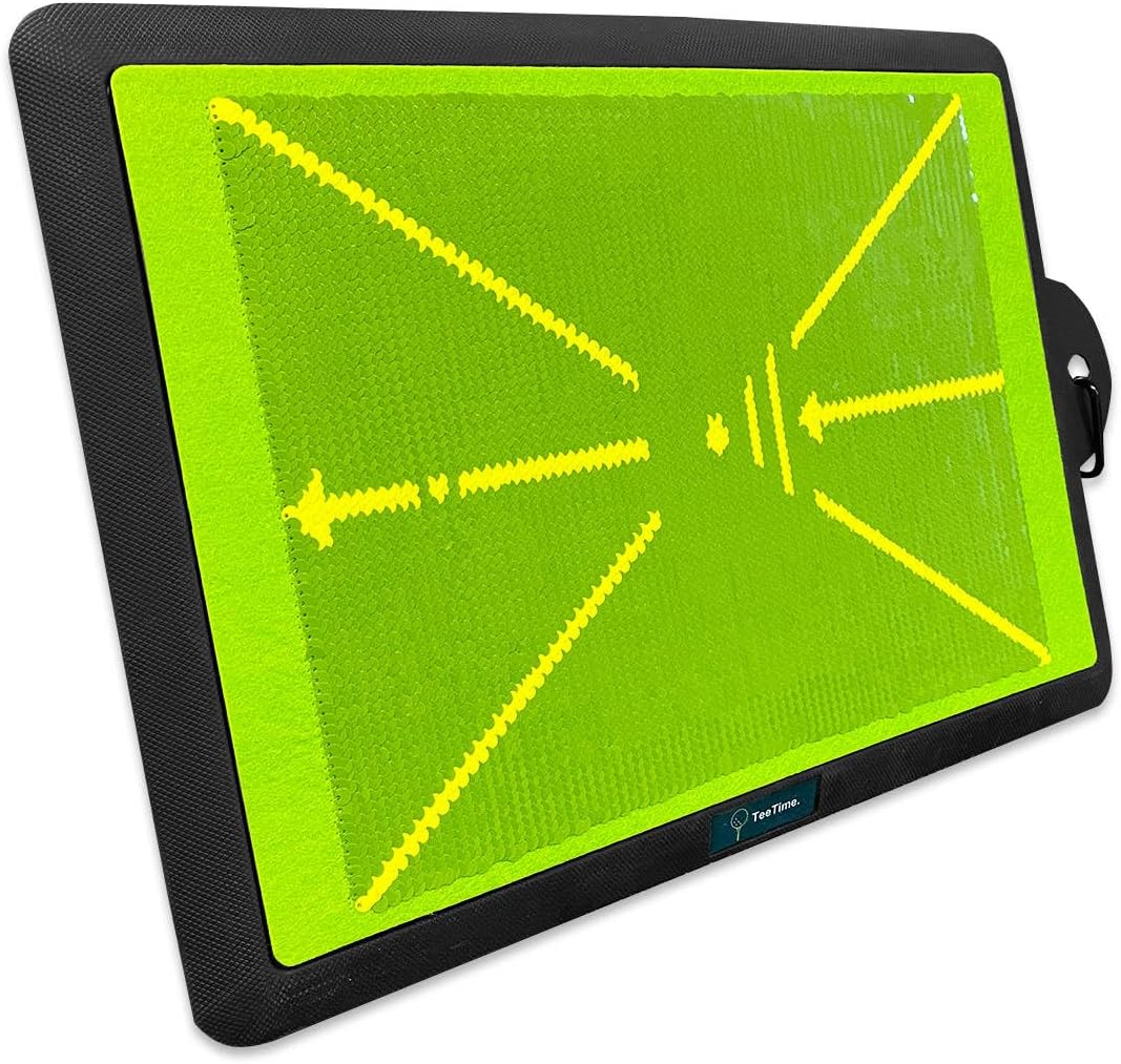 TeeTime Golf Practice Mat - Patent Pending - Instant Swing Path Feedback - Indoor-Outdoor with Carry Clip