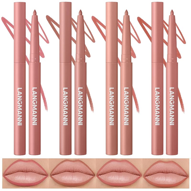 LANGMANNI 12 Colors Sculpting Matte Velvet Lip Liner Set,Smooth Creamy Texture,Waterproof And High Pigmented For Girls Daily Application Lip Makeup
