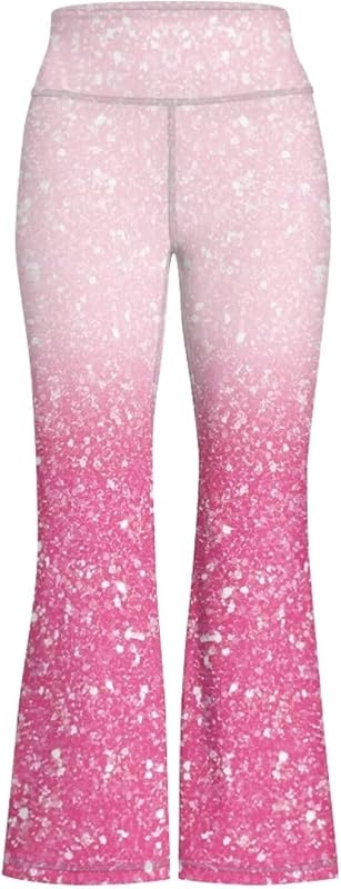 Girls' Athletic Leggings Bell Bottoms Kids Dance Running Yoga Pants High Waisted Workout Active Dance Tights