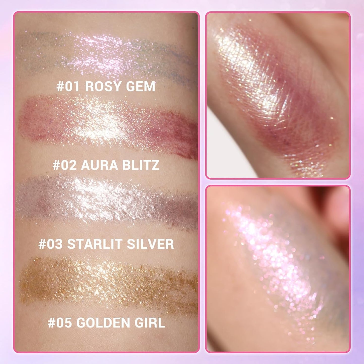 Crystal Hydrating Jelly Stick Eyeshadow Stick, Glitter Makeup Jelly Shimmer Eye Shadow Crayon, Lightweight Eye Brightener Makeup Glitter Eye Shadow (Multicolor, 4 colors)