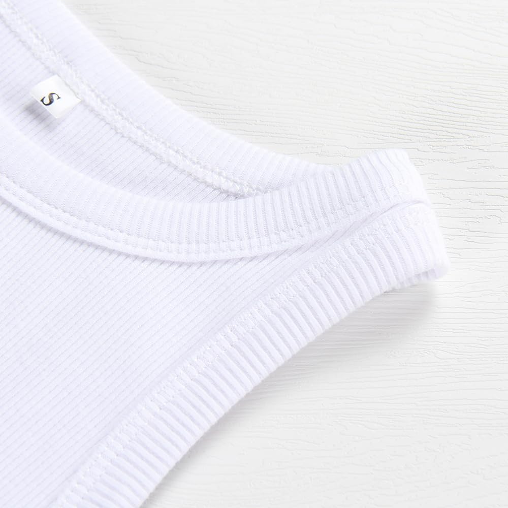 Artfish Women Casual Basic Sleeveless High Neck Rib-Knit Y2k Crop Tank Top