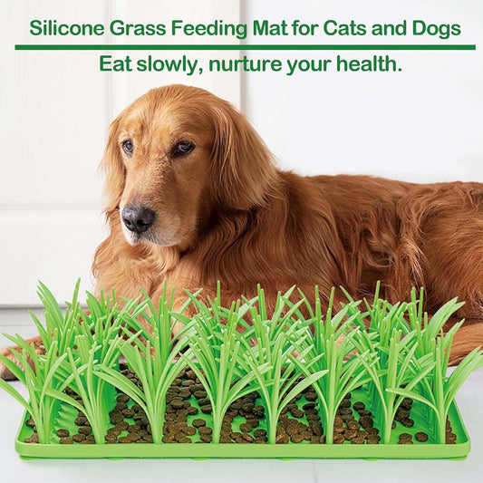 Lick Lawn for Cats, Lick Lawn Enrichment Mat, Silicone Grass Mat for Cats, LickLawn for Cat, Silicone Slow Feeding Snuffle Mat for Cat and Dogs, for Foraging and Stress Relief