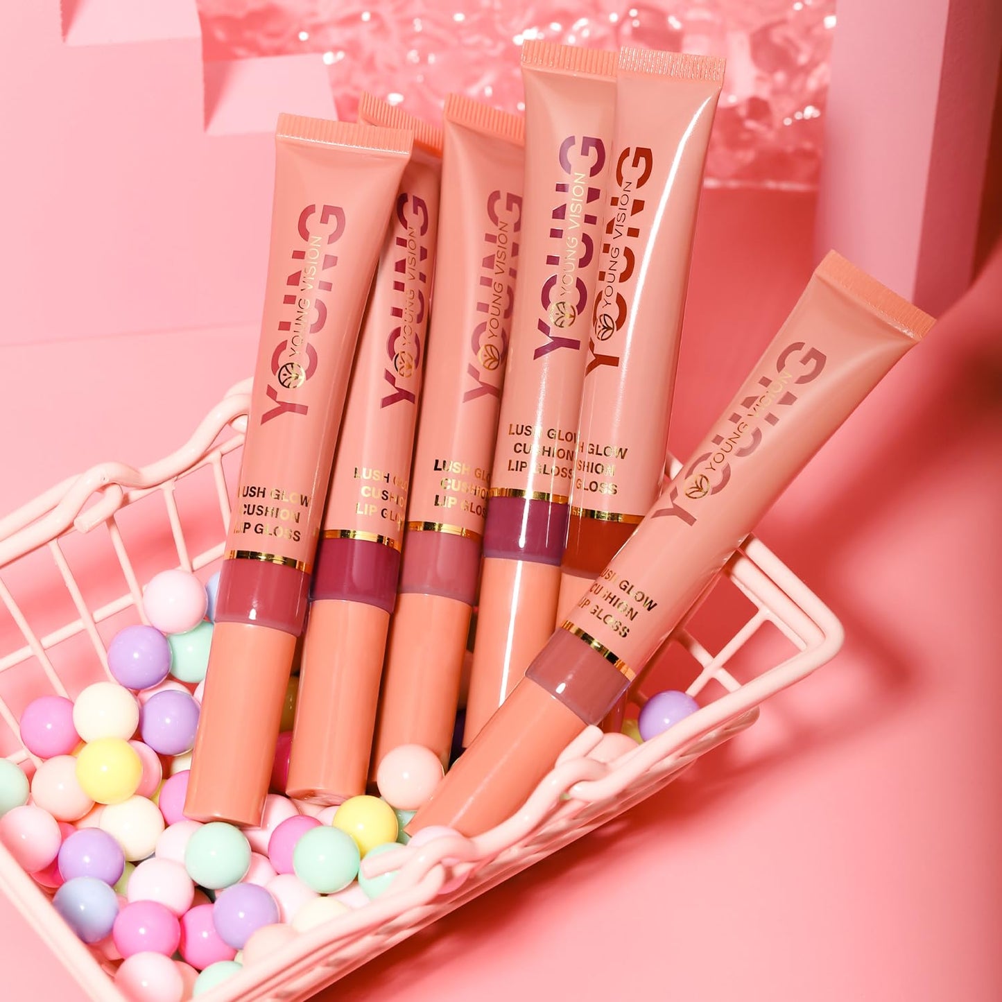 YOUNG VISION Hydrating Liquid Lipstick & Gloss Tint, Oil Infused, Cushion & Puff Applicators, Versatile Nude to Red Shades,Labial Liquido & Brillo Labial