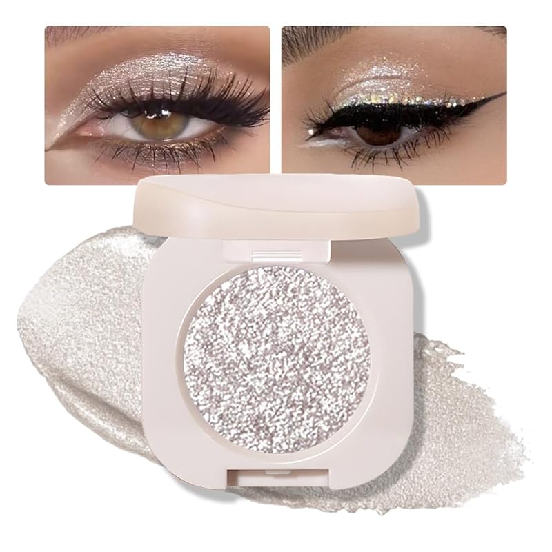 Monochrome Glitter Eyeshadow - Light Brown Shimmer Eye Shadow, Talc-Free, Paraben-Free, Cruelty-Free, Long-Lasting Single Eyeshadow Palette for Everyday & Special Occasions 11#