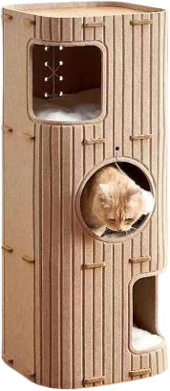 ThickくてHusbandなフェルトMadeのマルチセクションCatフェルトハウスMulti functionalキャットタワー2/3LayersふわふわボールPayきCatベッドRest Area for Large Cats with Multiple CatsさなInterior Decoration SetみLiてEasy and multi-functionalペットSupplies 2Floor Greenのfor Catsクライミングフレーム