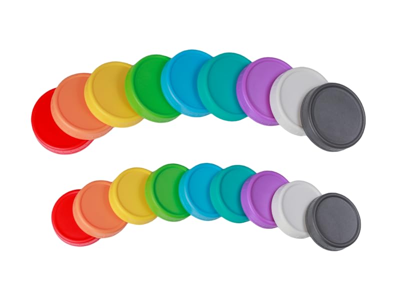 18 Pack 9 Wide Mouth & 9 Regular Mouth Mason Jar Lids with Silicone Rings,Thickened Leak-proof Lids Fit Ball,Kerr and More, 18 Color Plastic Lids, 86mm &70mm Plastic Mason Jar Lids