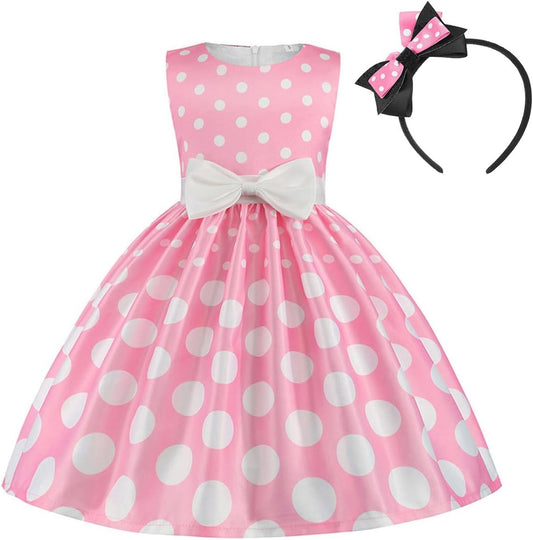 IBTOM CASTLE Baby Girl Polka Dots Princess Costume Birthday Fancy Dress up Party Cosplay Ears Dance Clothing Set