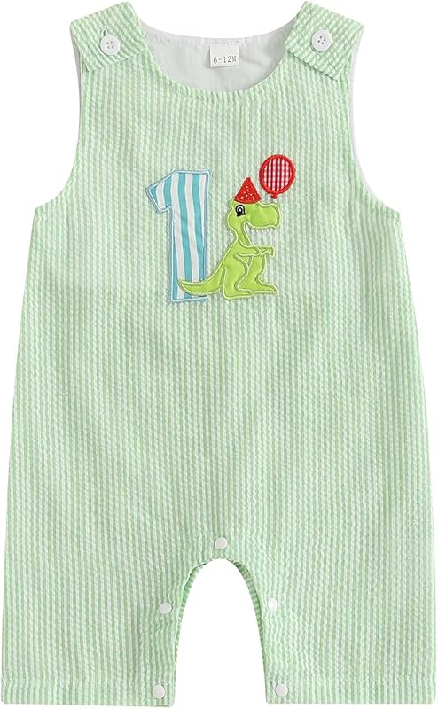 Baby Boy Birthday Outfit Sleeveless 1st Embroidery Birthday Romper Jumpsuit Cute One Piece Cake Smash Outfits