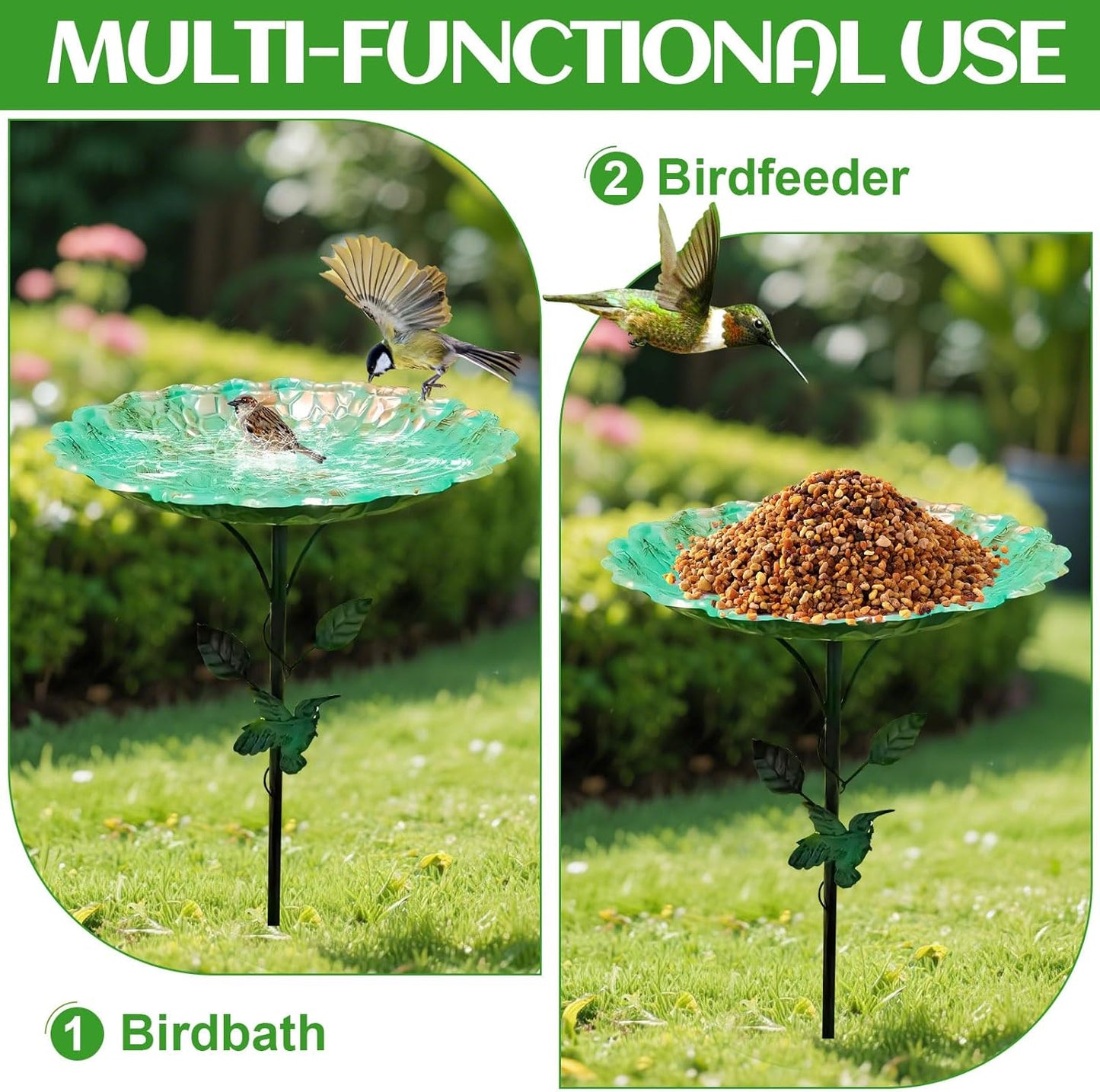 Vogelbad für Garten Metall Vogeltränke Stehend Garten Deko Groß 82cm, Wasserschale für Wildvögel, Wassertränke Für Vögel, Gartendeko Draußen, Wasserstelle, Vogeltränke Winterfest Frostsicher (B)