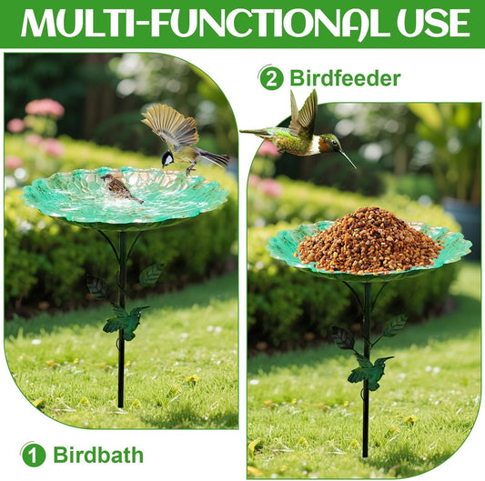 Vogelbad für Garten Metall Vogeltränke Stehend Garten Deko Groß 82cm, Wasserschale für Wildvögel, Wassertränke Für Vögel, Gartendeko Draußen, Wasserstelle, Vogeltränke Winterfest Frostsicher (B)