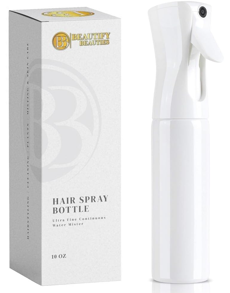 BeautifyBeauties Spray Bottle For Hair – Continuous Mister Spray Bottle for Hairstyling, Cleaning, Plants, Pets, Barbers, Salons, Essential Oil Scents (Clear, 18.6oz/500ml) "11" H x 2.6" L