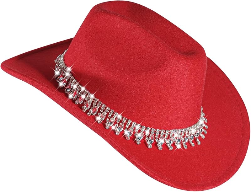 Womens Cowboy Hat Rhinestone Hat Western Cowgirl Hat Wide Brim Diamond-Glitter Size:Medium-Large