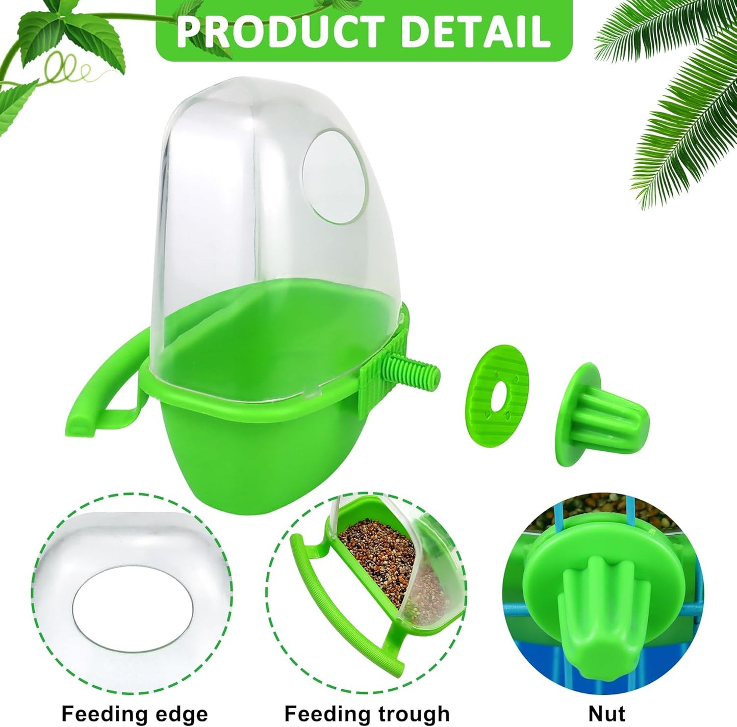 2Pcs Birds Water Dispenser, Parrot Feeder Hanging Bird Food Bowl, Cage Accessories for Parakeet, Budgies, Lovebirds