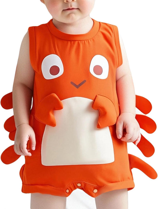 Newborn Crawfish Outfit Baby Girl Smocked Outfits Lobster Costume Onesie Sleeveless Summer Clothes