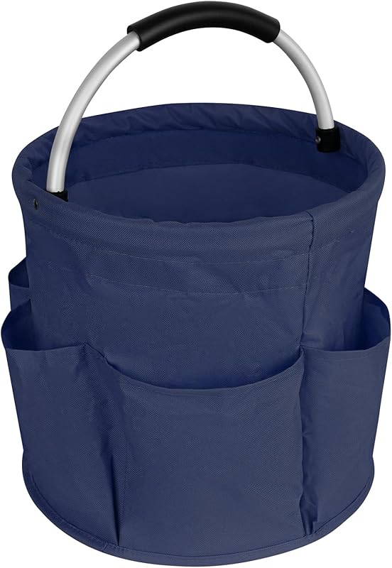 Collapsible Basket with Handles: Portable Picnic, Beach, Garden Harvest， Market Shopping Basket, Home Storage, Bathroom Organizer（Green）