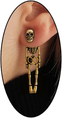 Halloween Earrings Gothic Skeleton Unique Earrings Punk Human Skull Funny Earrings Ghost Groom Bride Front Back Stud Earrings for Women