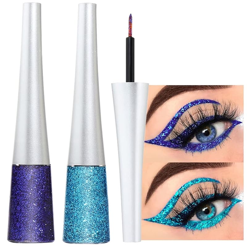 evpct 2Pcs White Black Liquid Eyeliner Set Waterproof White Eye Liners for Women Eyes Wing Eyeliner Stamps Shapes Colored Eyeliner delineador de ojos a prueba de agua contra el agua blanco para ojos
