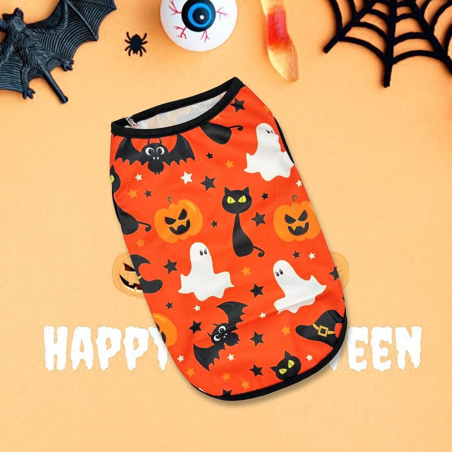 Dog Shirt Dog Halloween Costumes for Small Dogs Cat Printed Tank Tops for Small Dogs Dachshund Clothes Orange01 X-Small