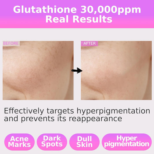 Pure Glutathione Glow Serum 30,000 ppm for Dark Spots & Uneven Tone – Radiance-Boosting Formula with Niacinamide, 5x Hyaluronic Acid & Ceramide – Smooth, Luminous for Sensitive Skin Korean Skincare