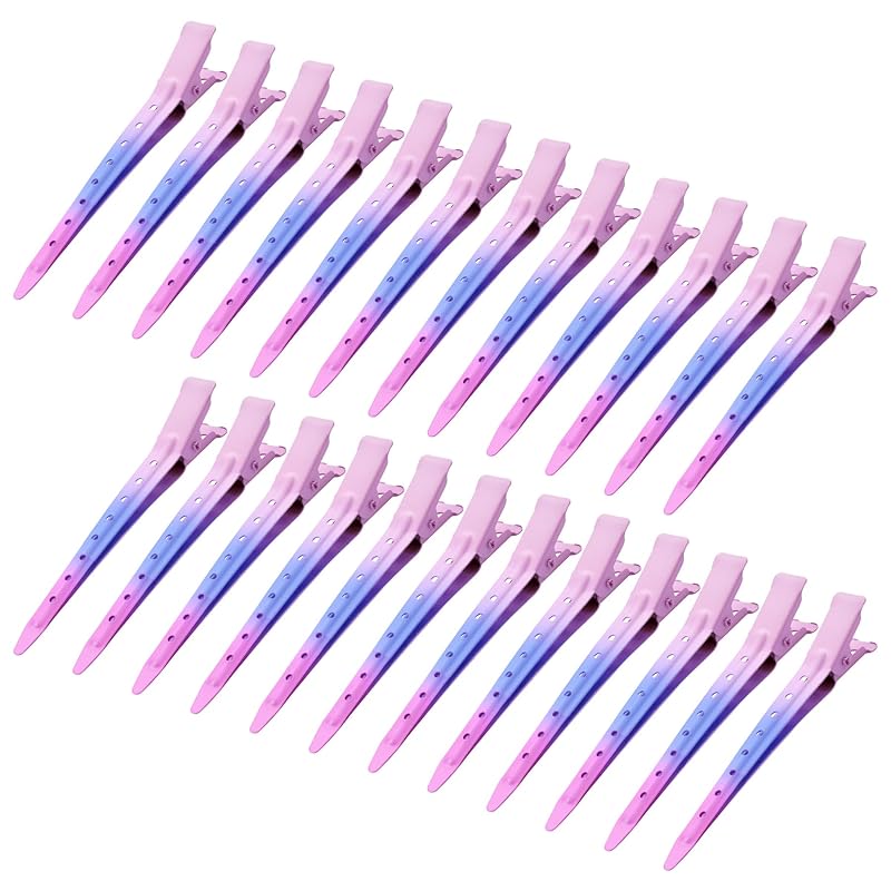 24 Packs Duck Bill Clips, Bantoye 3.5 Inches Rustproof Metal Alligator Curl Clips with Holes for Hair Styling, Hair Coloring, Silver