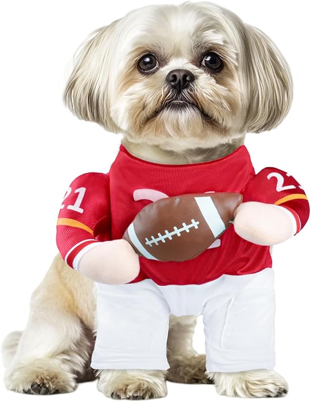 DELIFUR Dog Basketball Player Costume - Pet Halloween Costume Adjustable Funny Dress Up Sports Outfit Cosplay Clothes for Small Medium Dog (Red Basketball, Medium)