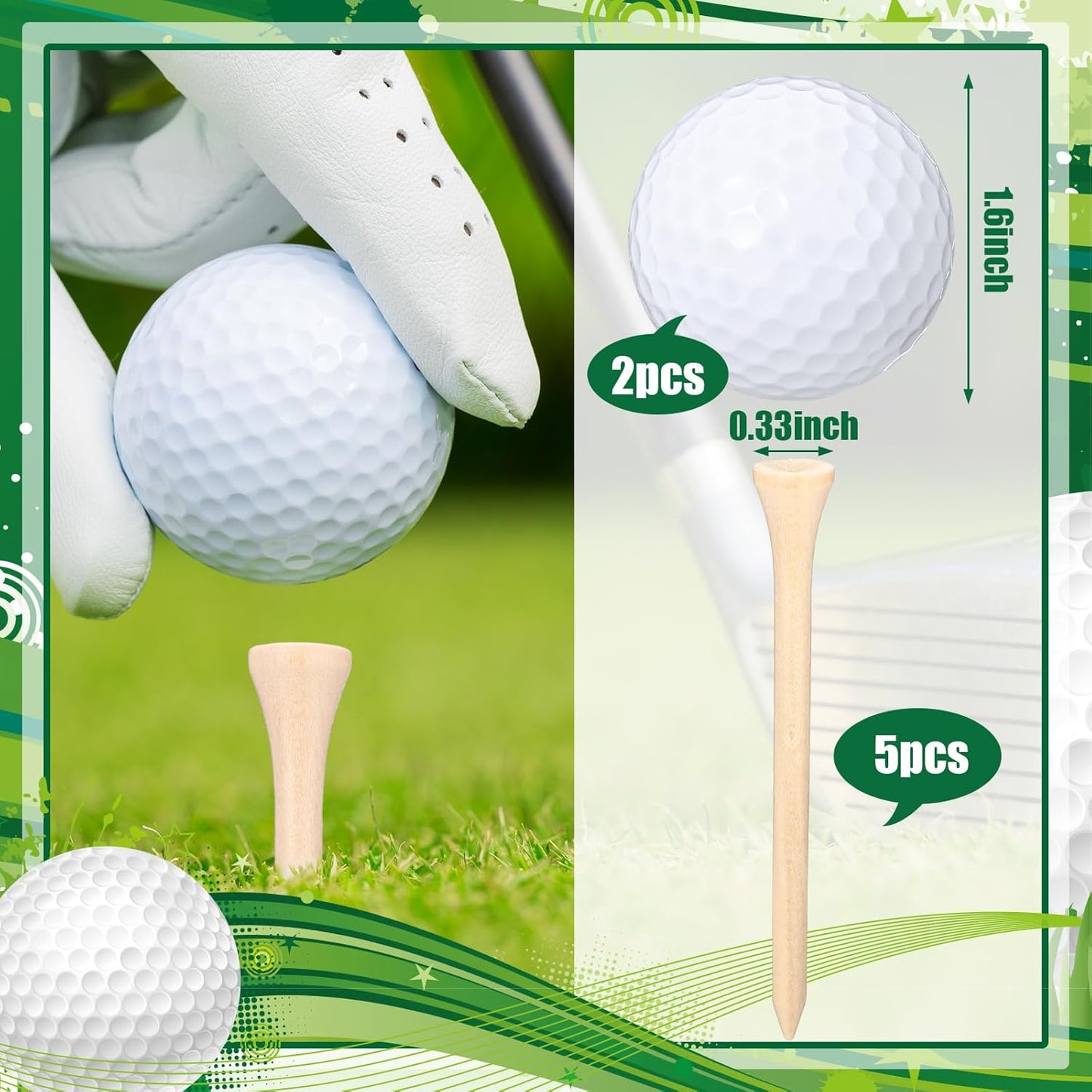 8 Pcs Fathers Day Golf Set Dad Golf Gifts, Golf Ball Pouch Bag Best Dad by Par and 5 Pcs Wood Tees 2 Pcs Golf Balls Christmas Birthday Gift for Men, Dad, Grandpa from Daughter Son Kids