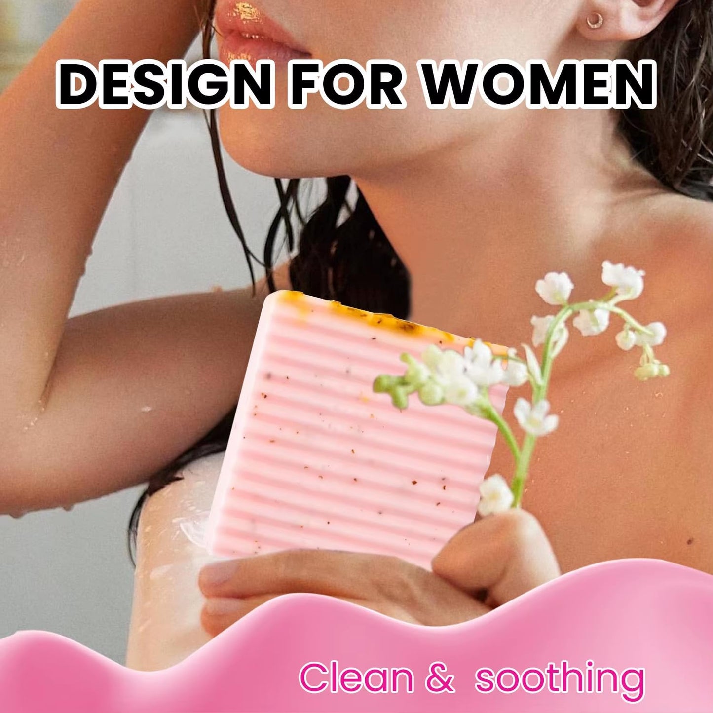 2 pcs set Yoni Soap Bar - Handmade Bath Rose Soap Bars - Yoni PH Balanced Cleansing Feminine Wash - Honey Soap for Women Yoni Wash, Razor Bumps, Dryness, Away Odor (Pink & Blue)