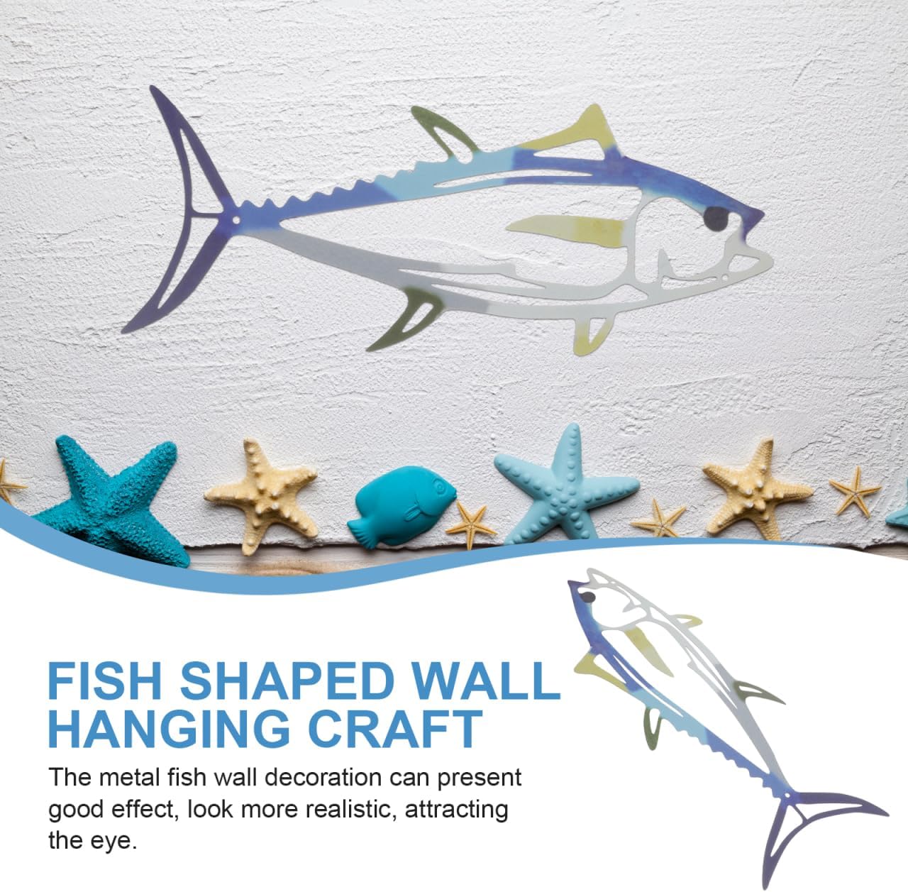 Stainless Steel Shark Wall Decor - Coastal Metal Fish Art Hanging Sculpture for Indoor and Outdoor Home Decoration