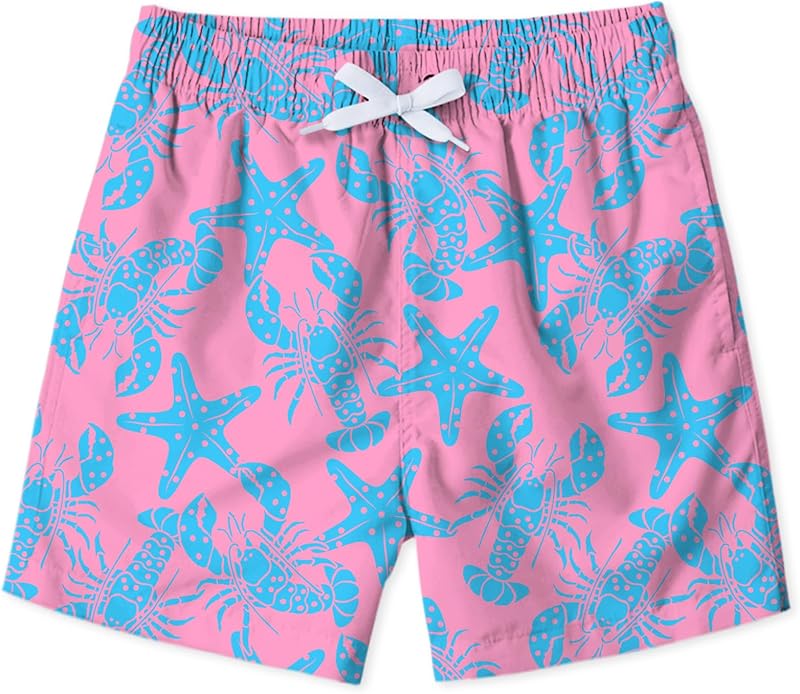 uideazone Boys Swim Trunks 3D Funny Print Surfing Board Shorts Quick Dry UPF 50+ Swimsuit Beachwear with Mesh Lining 2-12T