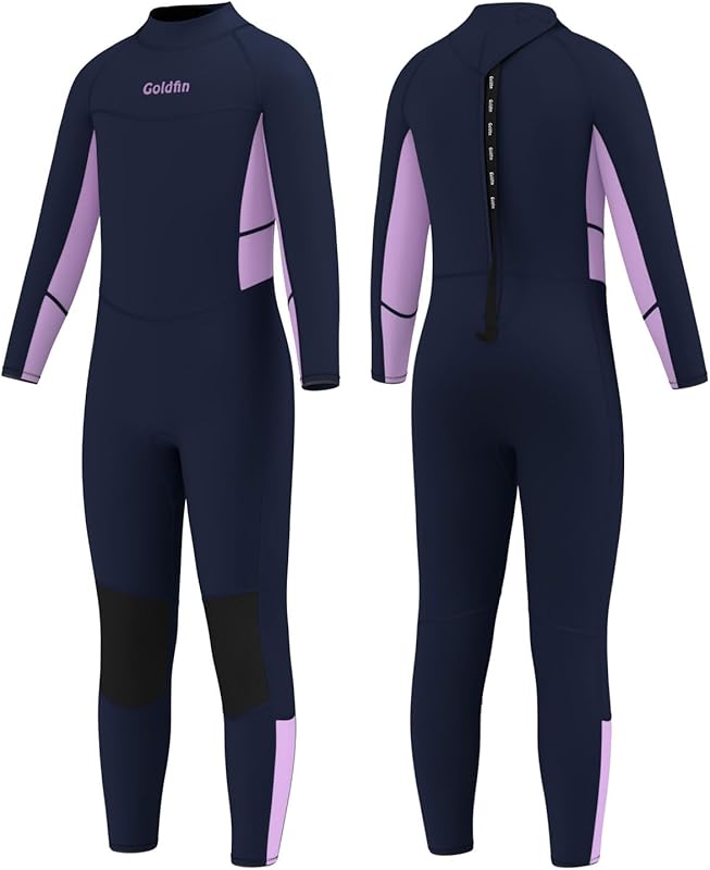 Goldfin Kids Wetsuit, Boys Girls 3mm Wet Suits Youth Toddler Neoprene Back Zip Keep Warm for Cold Water Swimming Diving Snorkeling Surfing Paddleboarding