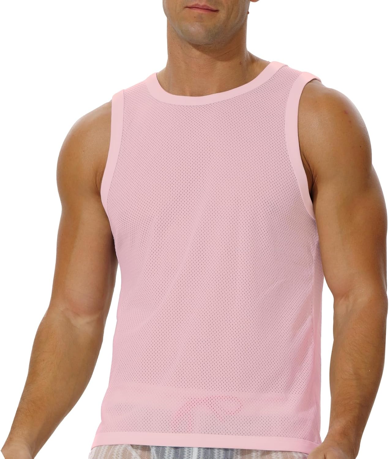 Men's Mesh Workout Tank Top Fitted Sleeveless Shirt for Casual Gym Muscle Training