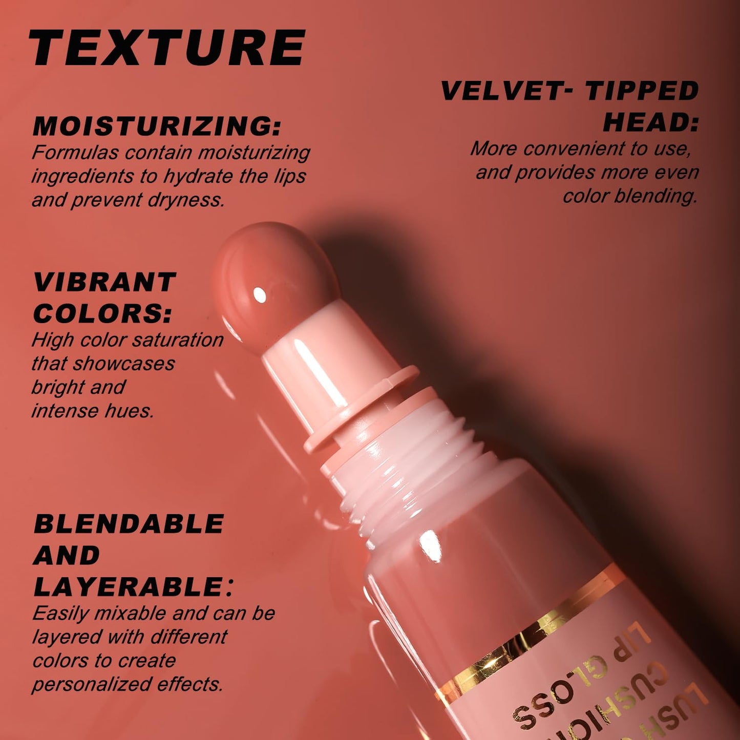 YOUNG VISION Hydrating Liquid Lipstick & Gloss Tint, Oil Infused, Cushion & Puff Applicators, Versatile Nude to Red Shades,Labial Liquido & Brillo Labial