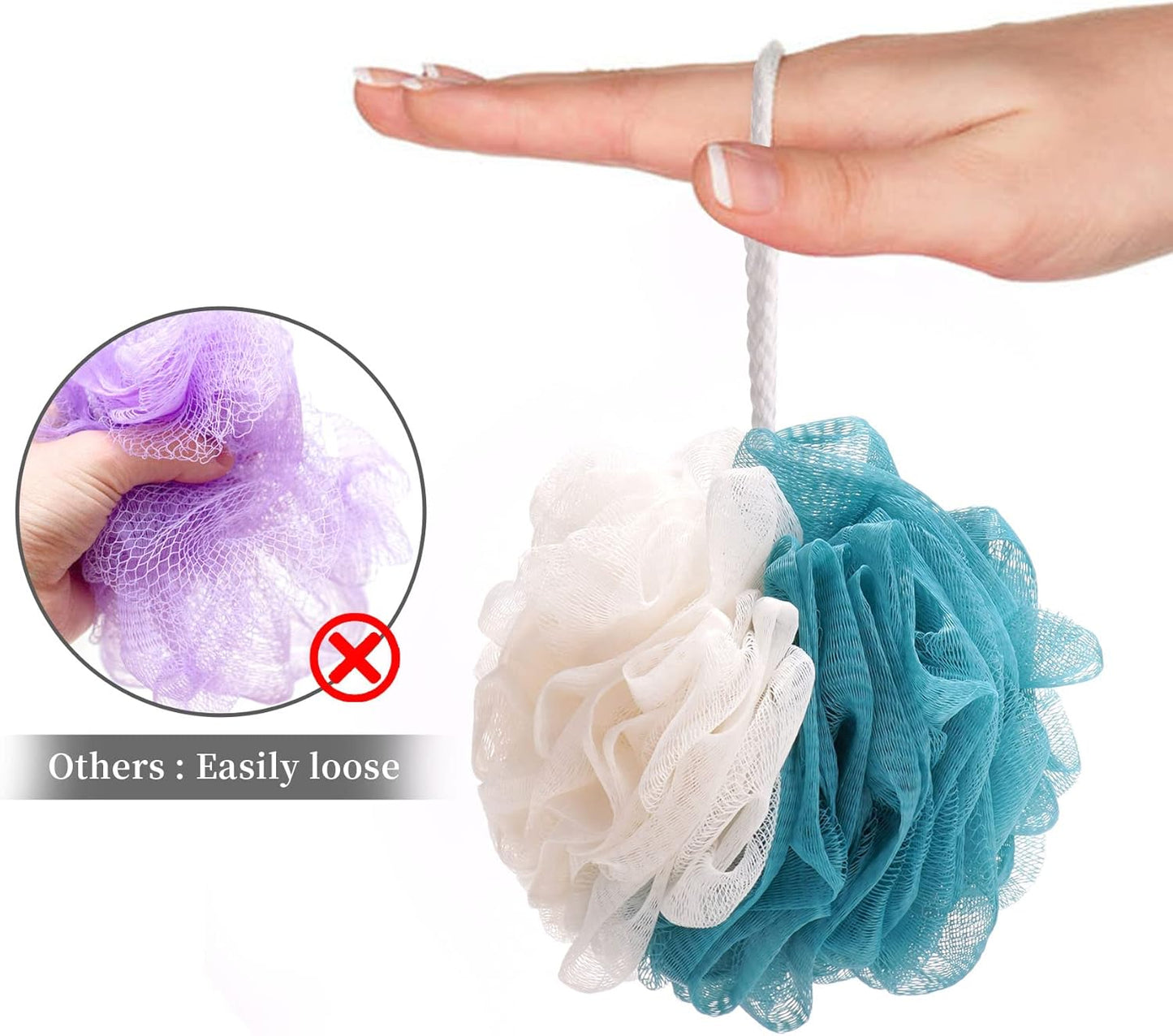 Loofah Bath Sponge Shower Luffas Body Sponge Exfoliating Soft Patchwork Men Women 4 Pack