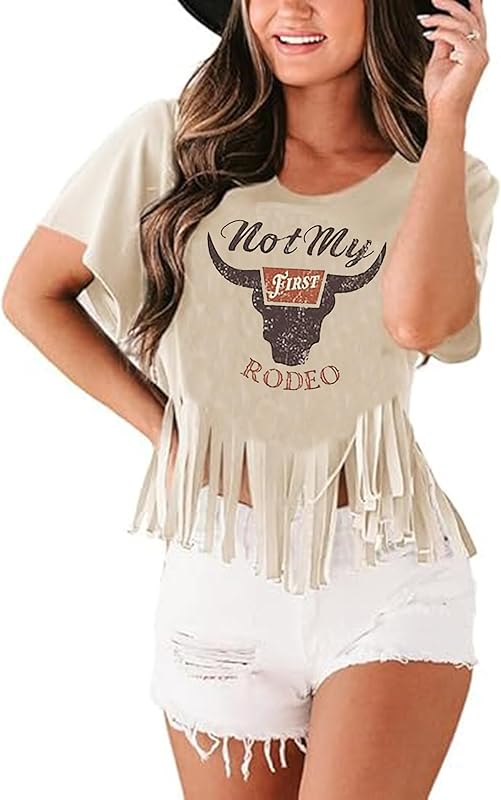 Nashville Tshirt for Women Country Concert Fringe Tops Country Music Shirts Short Sleeve Cowgirl Graphic Tees