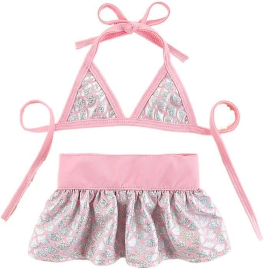 Summer Pet Clothing Bikini Set Teddy Beach Doll Dog and Cat Swimsuit (Pink,M)