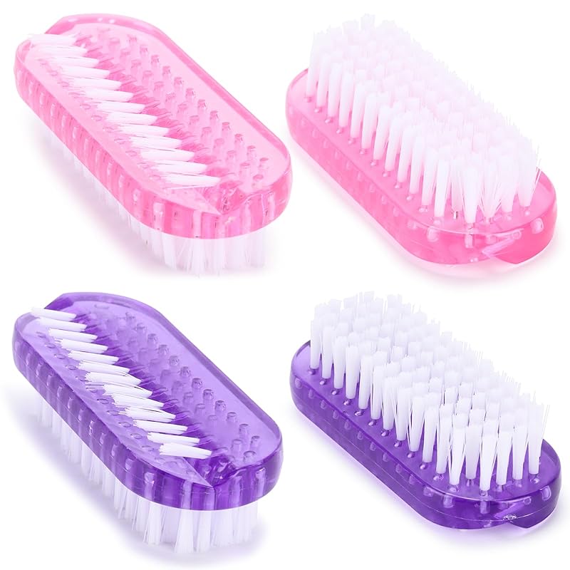 Tbestmax Cleaning Nail Fingernail Brush Wood 2 Side for Manicure Pedicure Women Kids 4 Pack