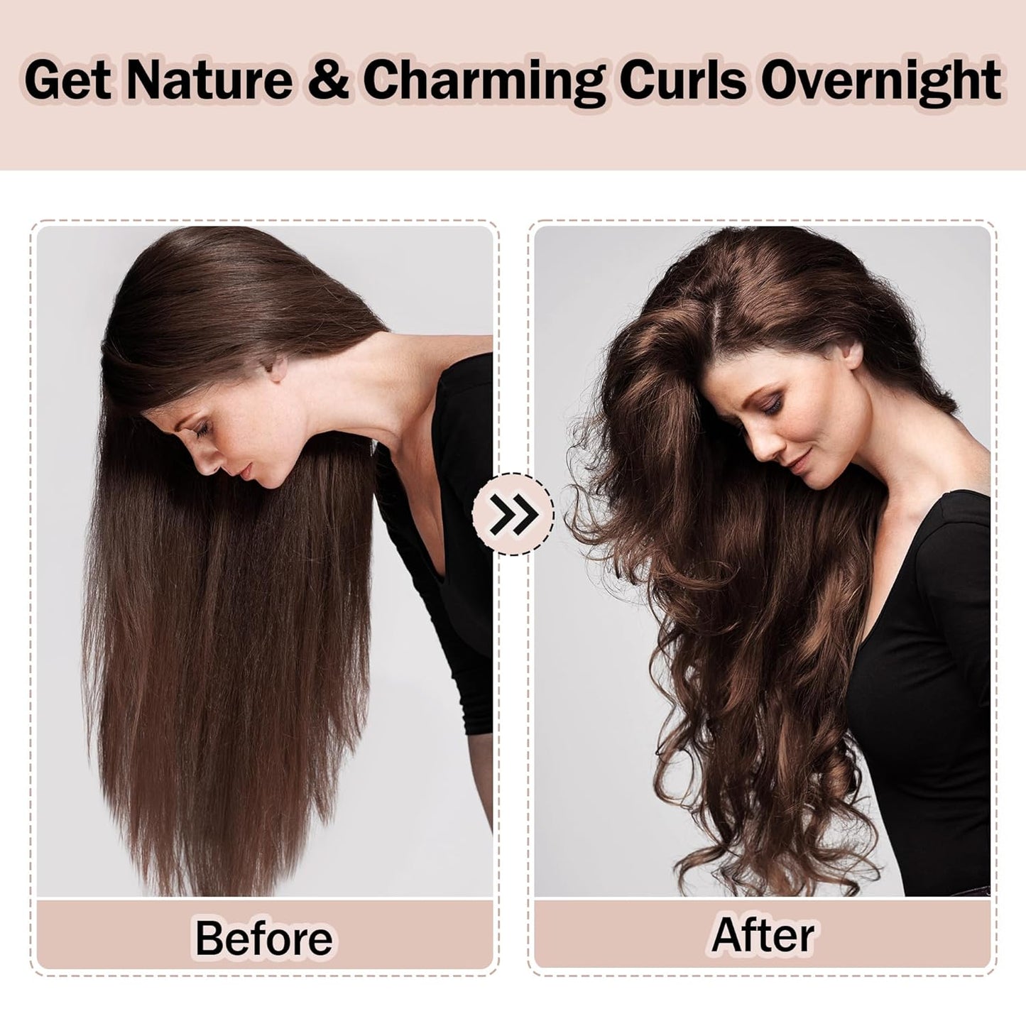 Heatless Hair Curler,Blowout Heatless Curls Overnight,No Heat Curling Rod Set with Satin Bonnet for Sleep in,Pink